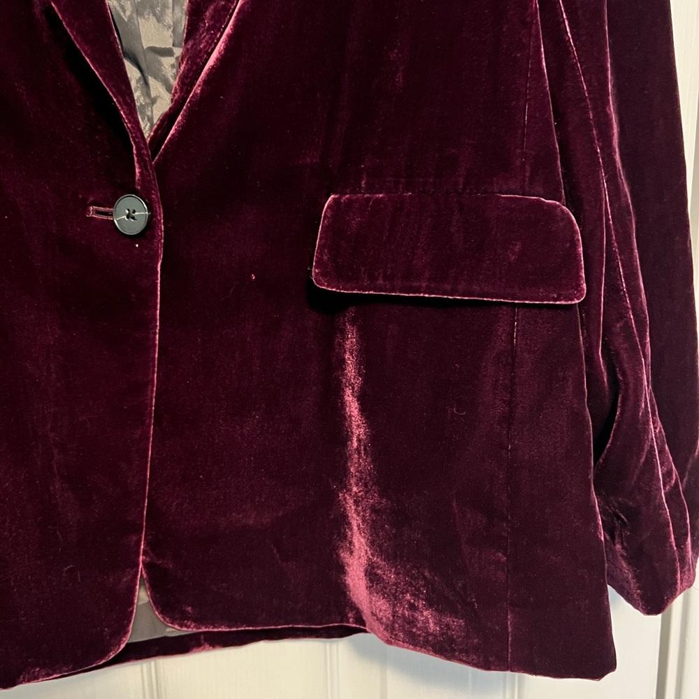 Banana Republic Women's Burgundy Purple Velvet Blazer - Picture 4 of 9